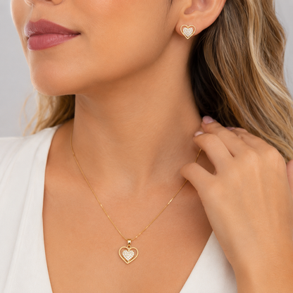 Conjunto De Coração Cravejado De Zircônias